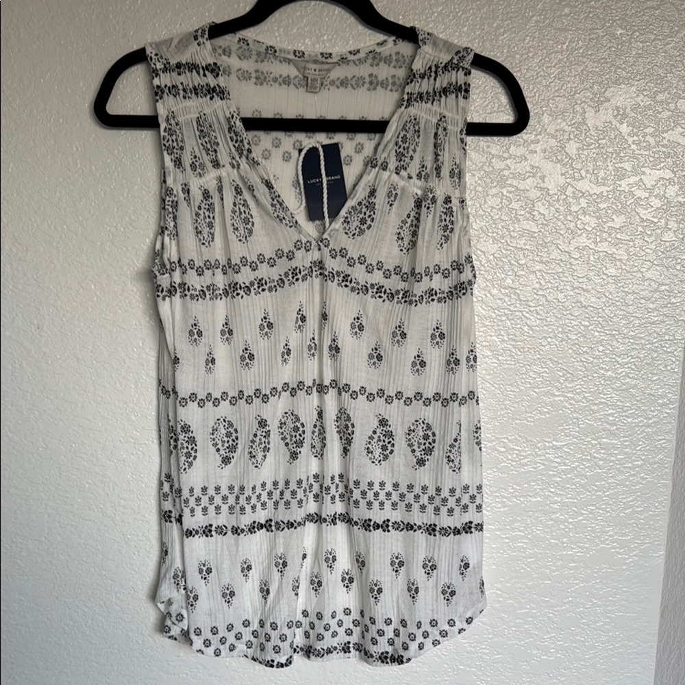 Lucky Brand  NWT Black and White Geometric Tank Top